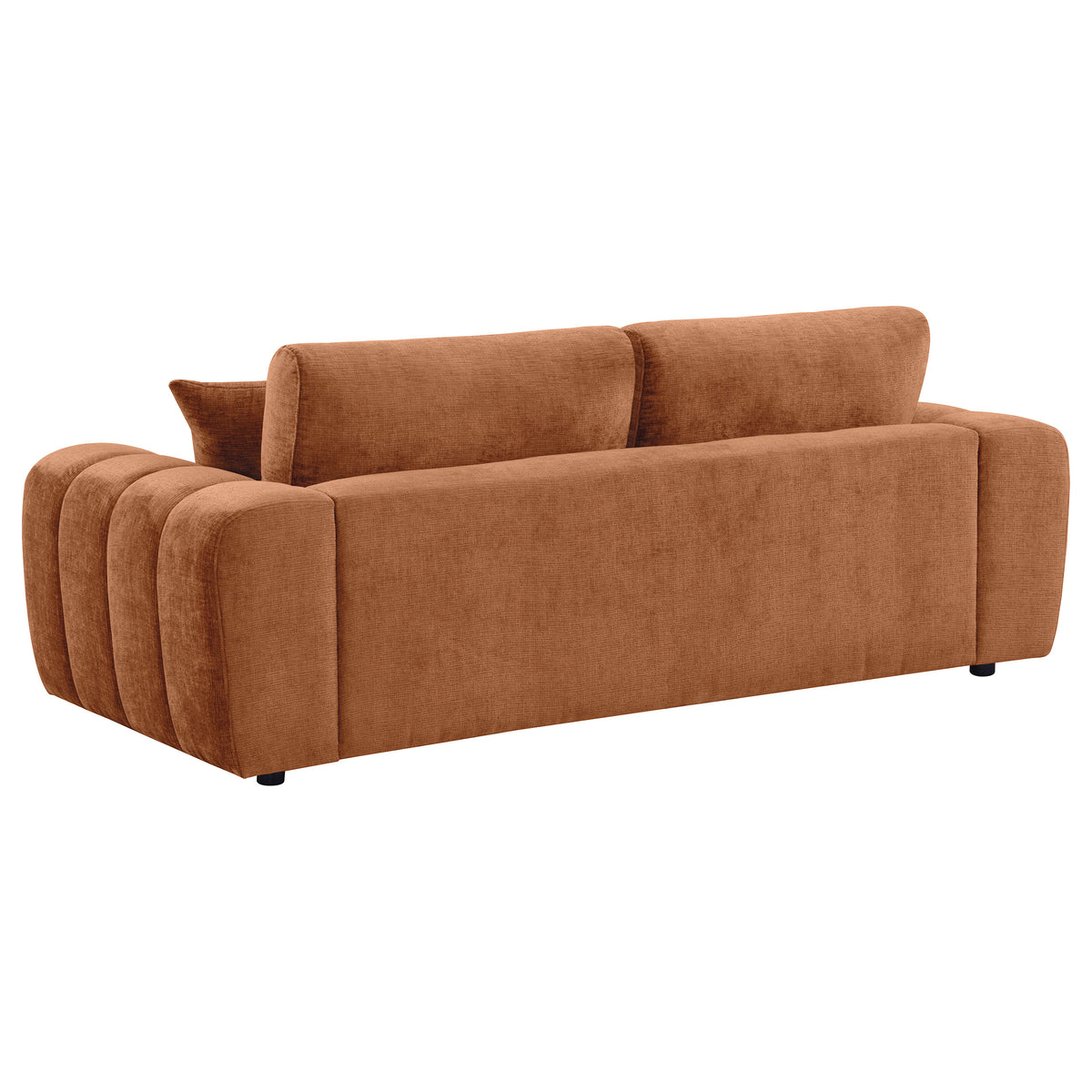 Burnett Wide Arm Chenille Sofa, Loveseat, Chair & Ottoman - Burnt Orange Contemporary Living Room Sets โ view 12