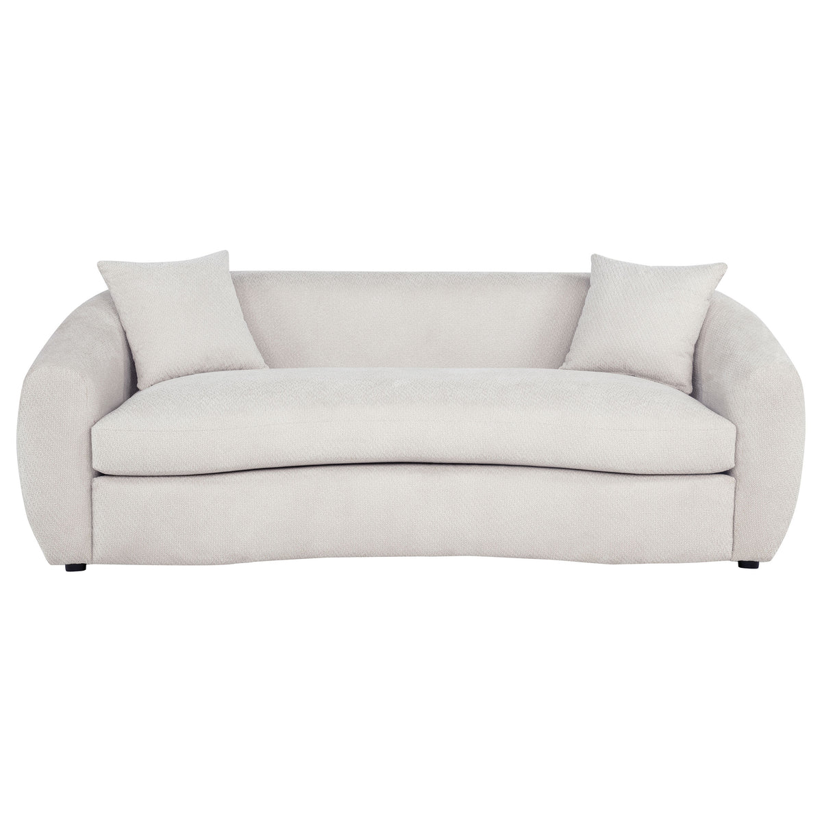 Isabella Curved Sofa, Loveseat & Accent Chair - Sloped Arms in Sand Fabric, Contemporary Living Room Sets – view 6