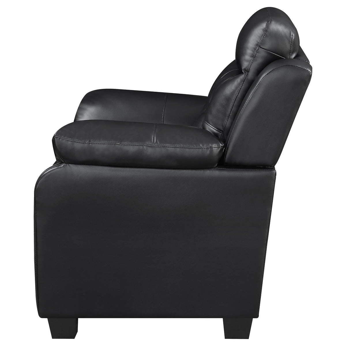 Finley Tufted Sofa, Loveseat & Chair - Black Faux Leather with Padded Headrests & Pocket Coil Seating – view 19