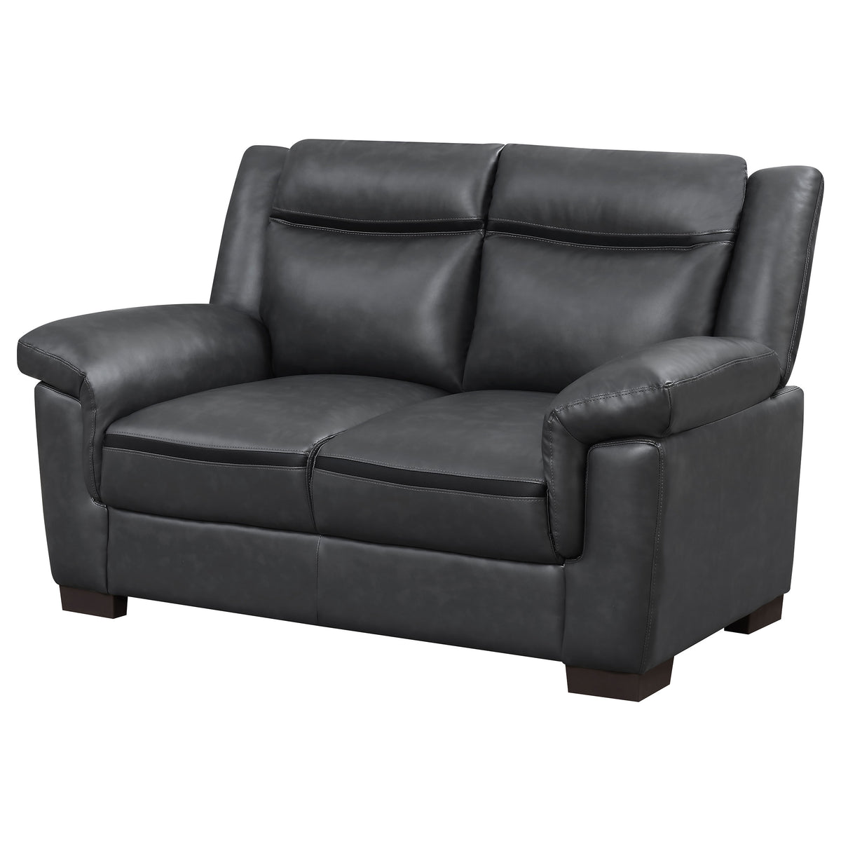 Arabella Pillow-Top Arm Sofa, Loveseat & Chair - Grey Faux Leather Living Room Sets with Dark Brown Legs – view 15