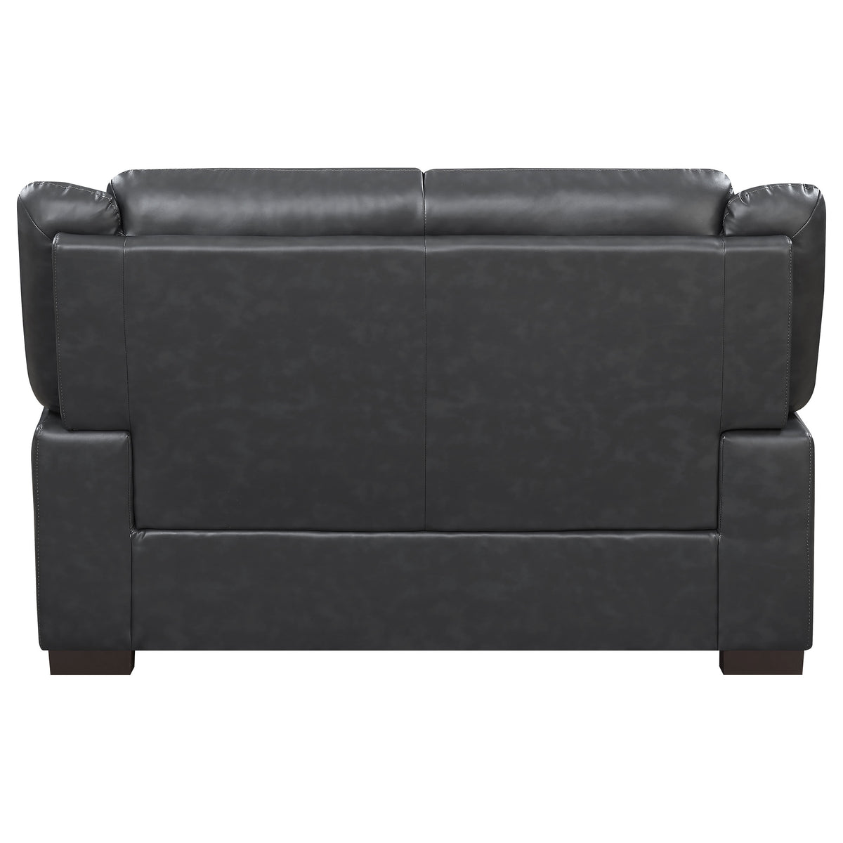 Arabella Pillow-Top Arm Sofa, Loveseat & Chair - Grey Faux Leather Living Room Sets with Dark Brown Legs – view 16