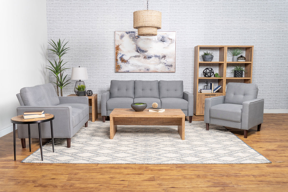 Bowen Track Arm Tufted Sofa, Loveseat & Chair - 3pcs- Sofa + Loveseat + Accent Chair