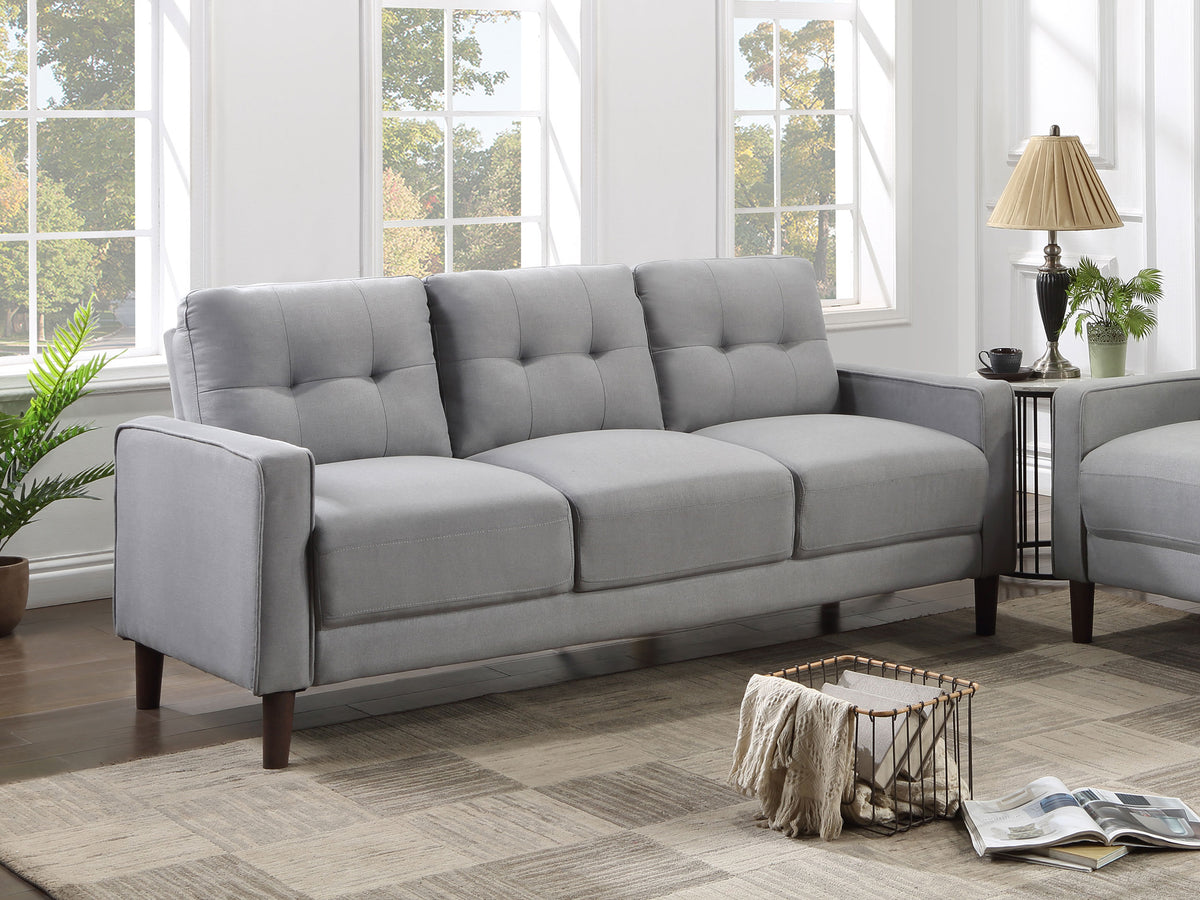 Bowen Track Arm Tufted Sofa, Loveseat & Chair - Small-Space Grey Performance Fabric Living Room Sets – view 1
