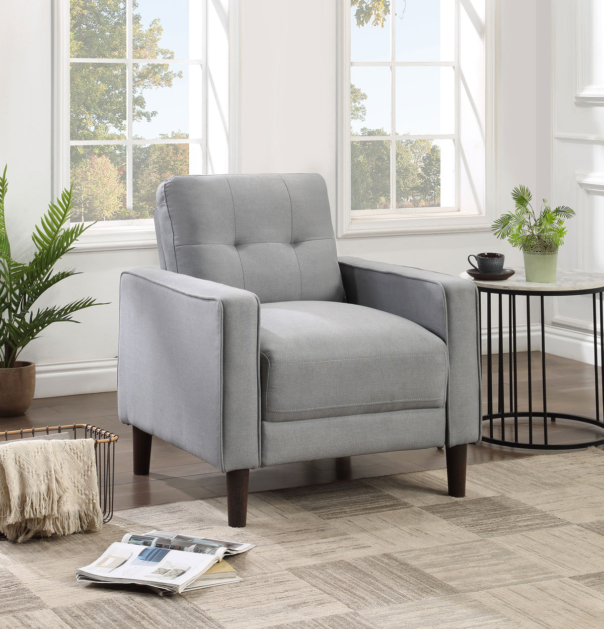Bowen Track Arm Tufted Sofa, Loveseat & Chair - Small-Space Grey Performance Fabric Living Room Sets - lifestyle