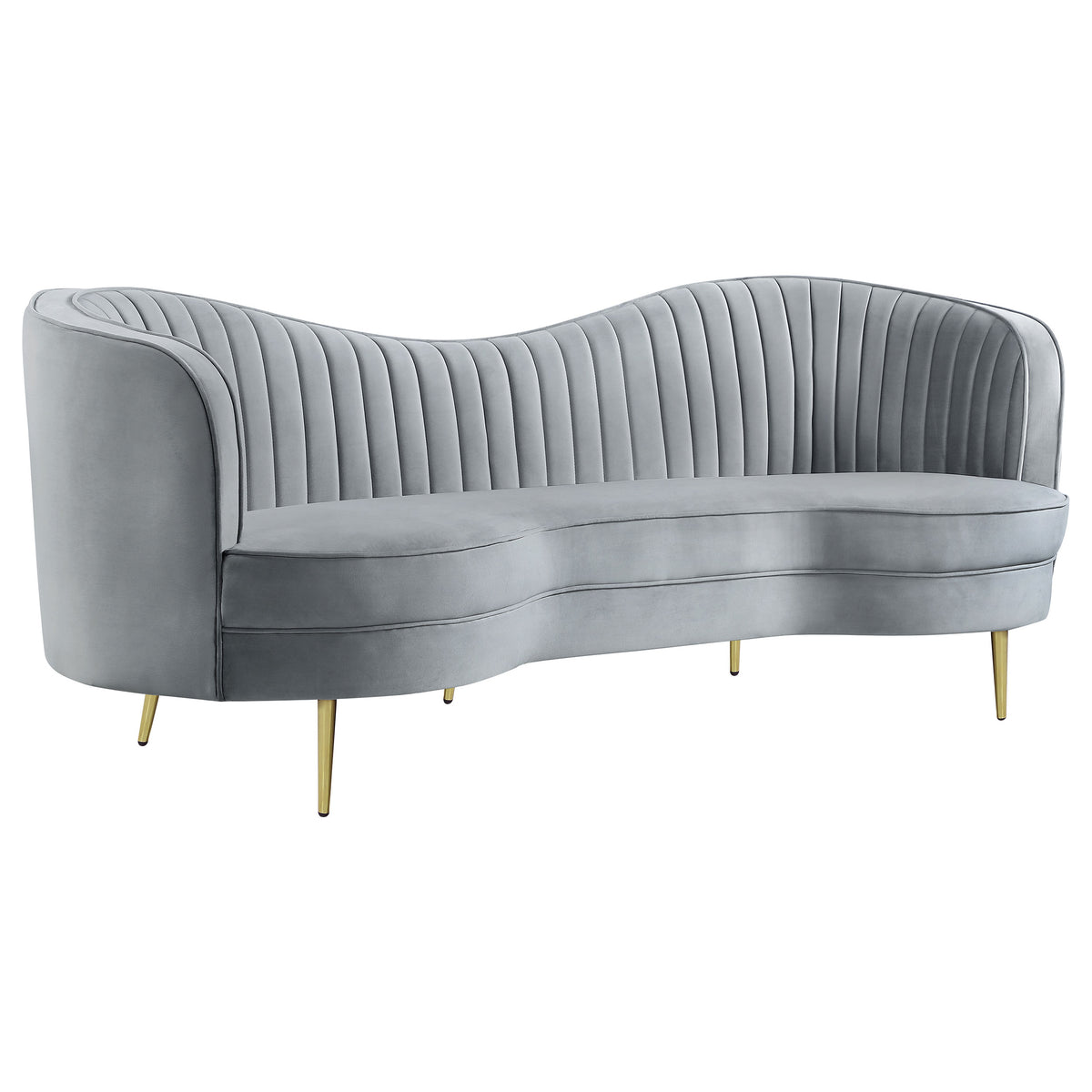 Sophia Kidney-Shaped Velvet Sofa, Loveseat & Barrel Chair - Sofa
