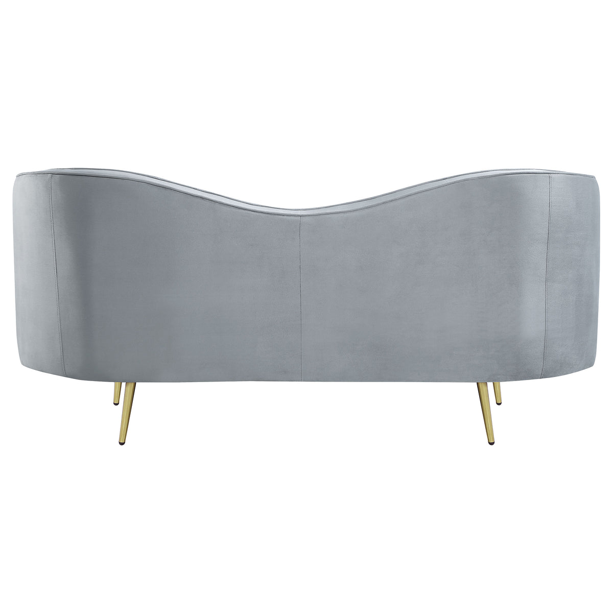 Sophia Kidney-Shaped Velvet Sofa, Loveseat & Barrel Chair - Channel Tufted Grey with Gold Legs – view 20