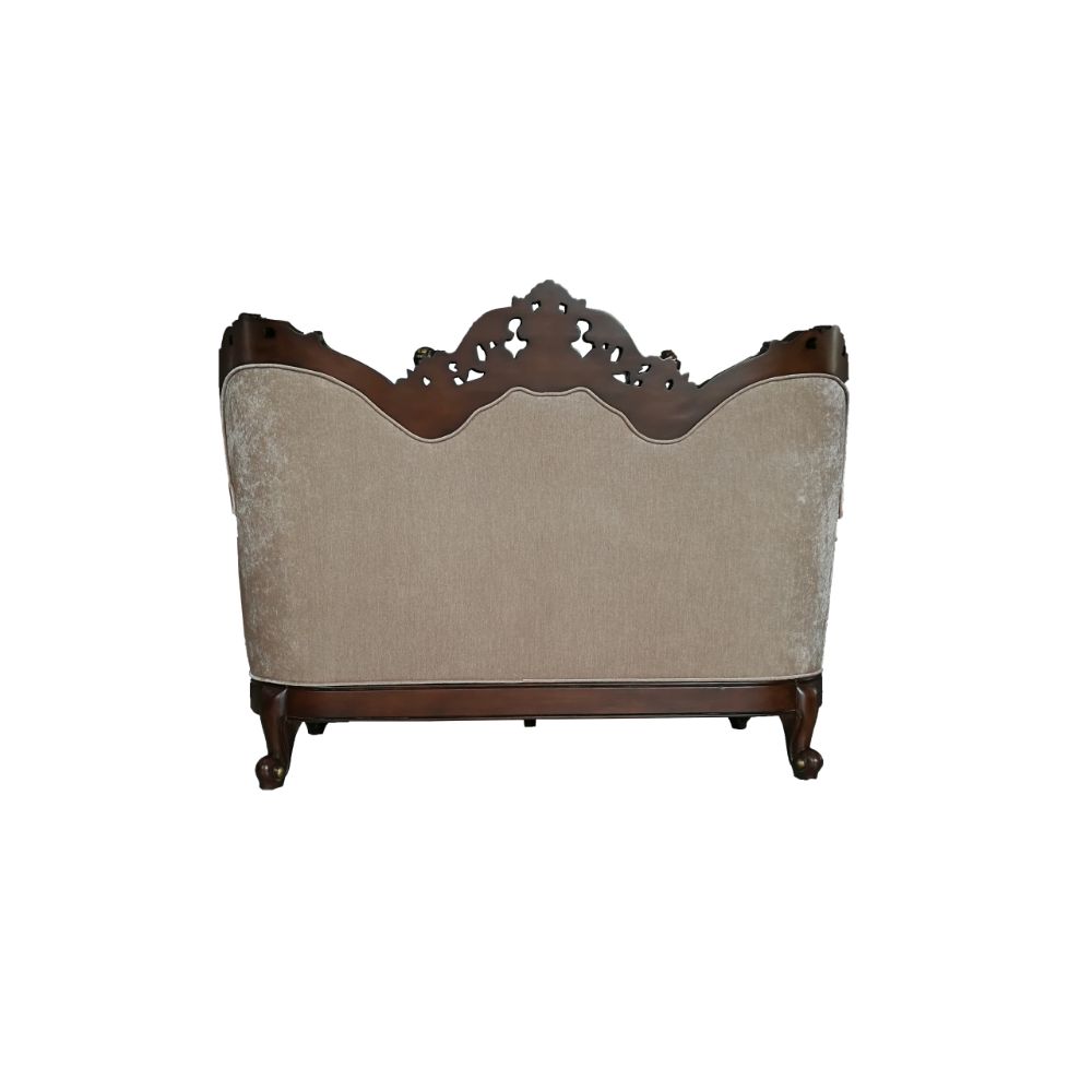 Devayne Wingback Loveseat, Chair & Marble Tables