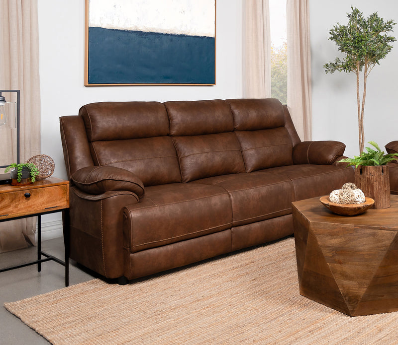 Ellington Pillowtop Arm Sofa, Loveseat & Chair - Dark Brown Faux Leather with Pocket Coil Seating