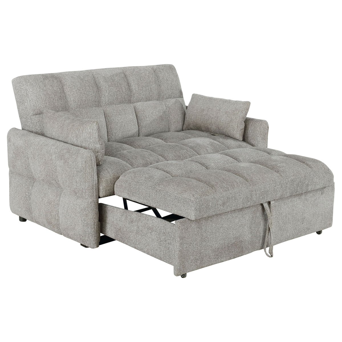 Cotswold Convertible Sleeper Sofa Bed - Tufted Light Grey Chenille with Pull-Out Bed & Memory Foam Topper – view 5