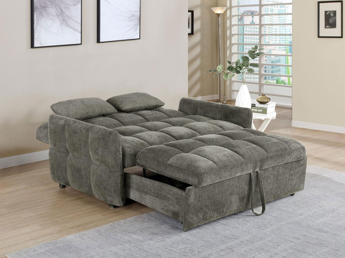 Cotswold Tufted Chenille Convertible Sleeper Sofa Bed - Dark Grey with Slim Track Arms – view 4