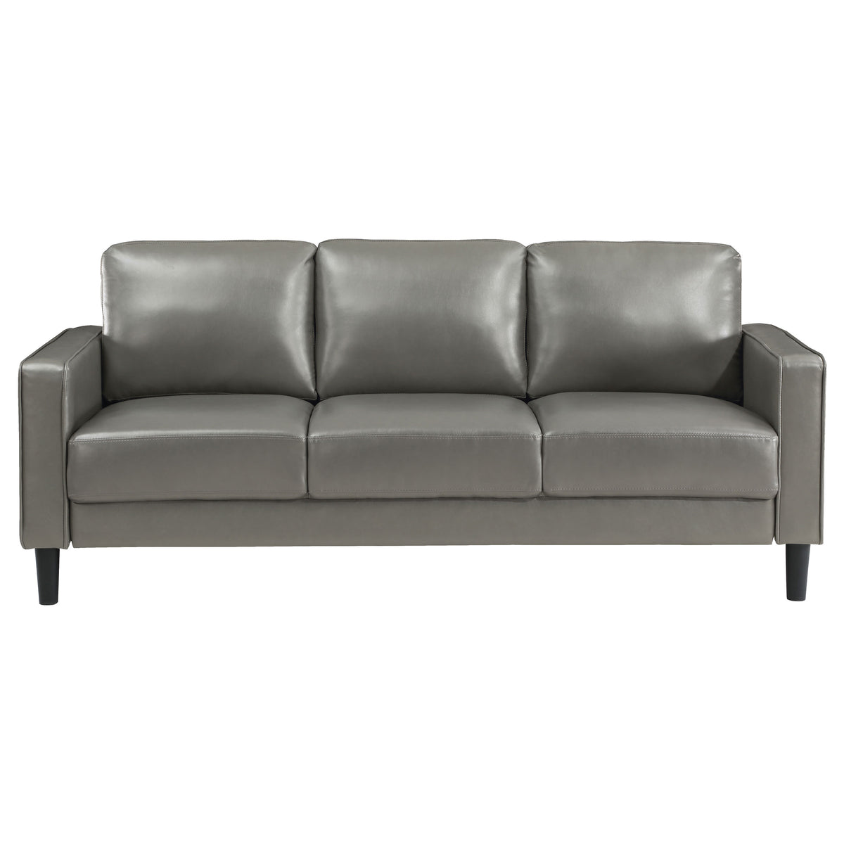 Ruth Track Arm Sofa, Loveseat & Chair - Grey Faux Leather with Black Tapered Legs β view 9