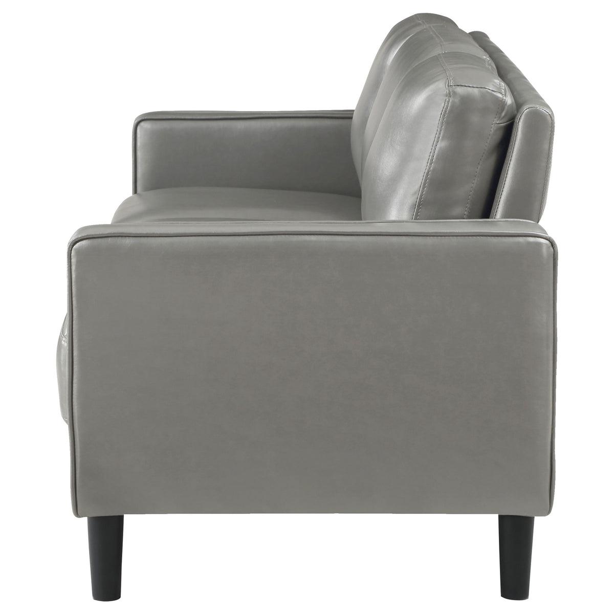 Ruth Track Arm Sofa, Loveseat & Chair - Grey Faux Leather with Black Tapered Legs β view 11