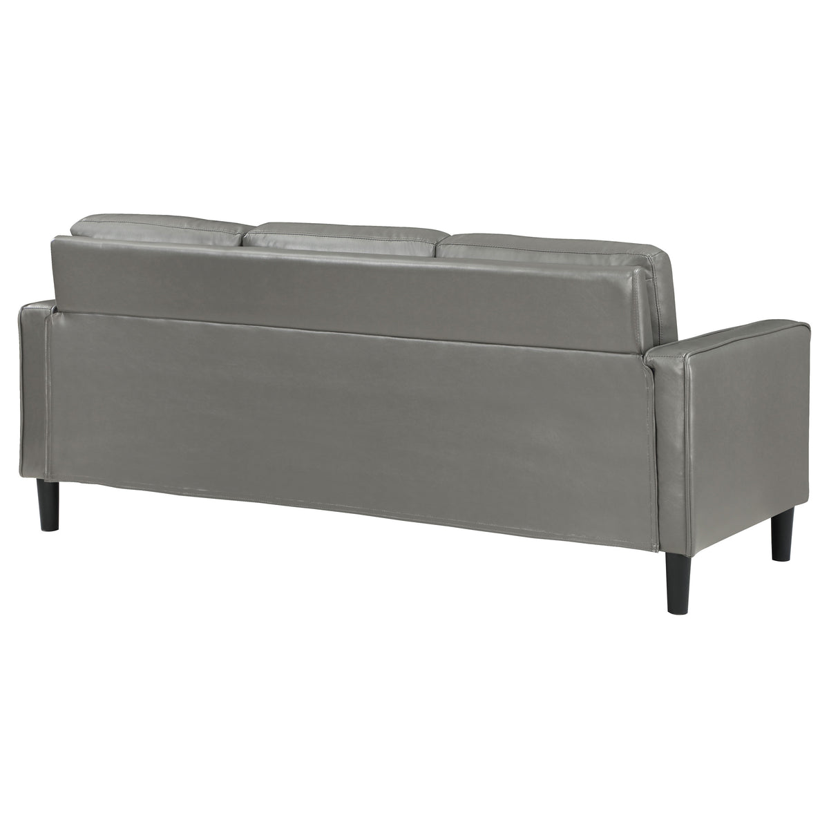 Ruth Track Arm Sofa, Loveseat & Chair - Grey Faux Leather with Black Tapered Legs β view 13