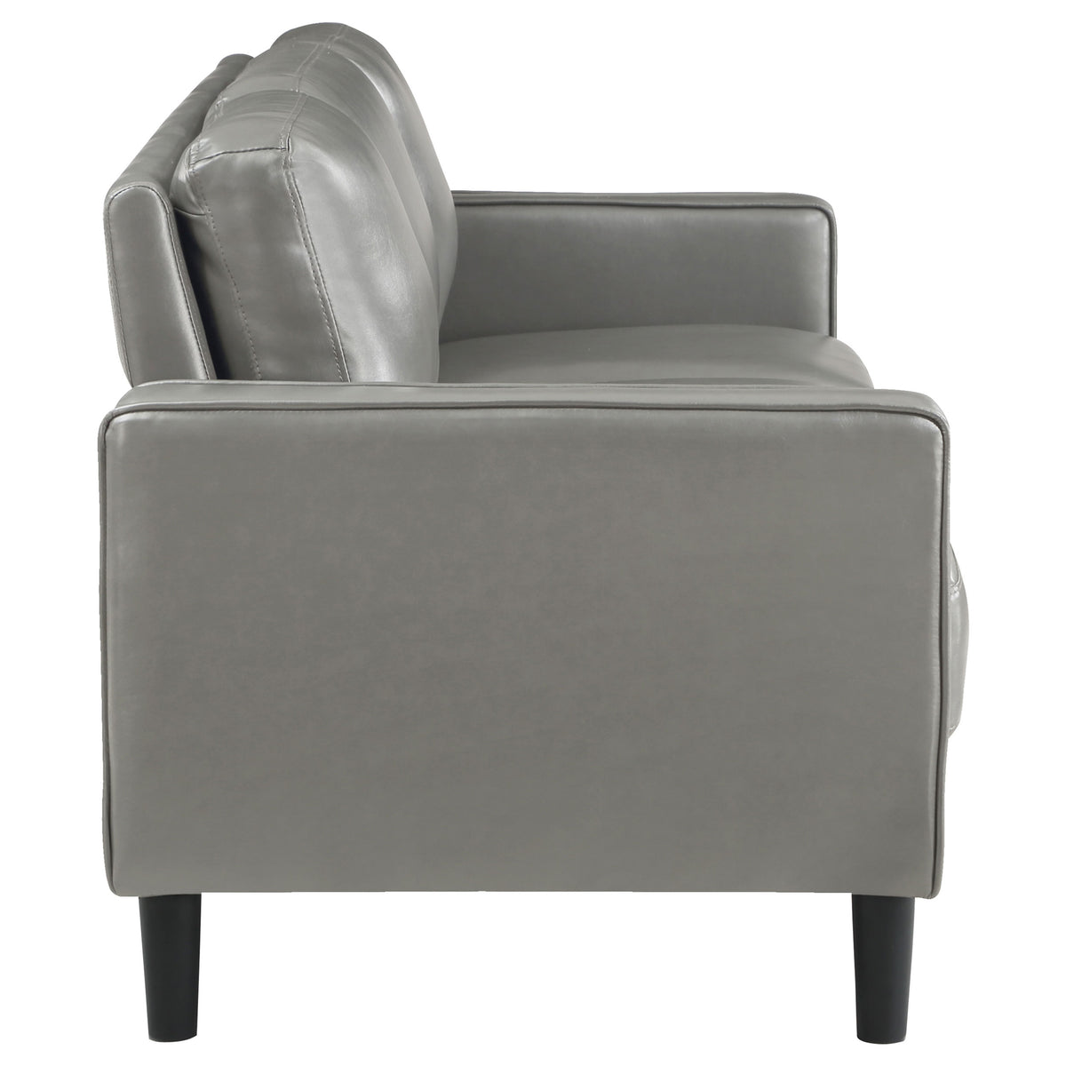 Ruth Track Arm Sofa, Loveseat & Chair - Grey Faux Leather with Black Tapered Legs β view 14
