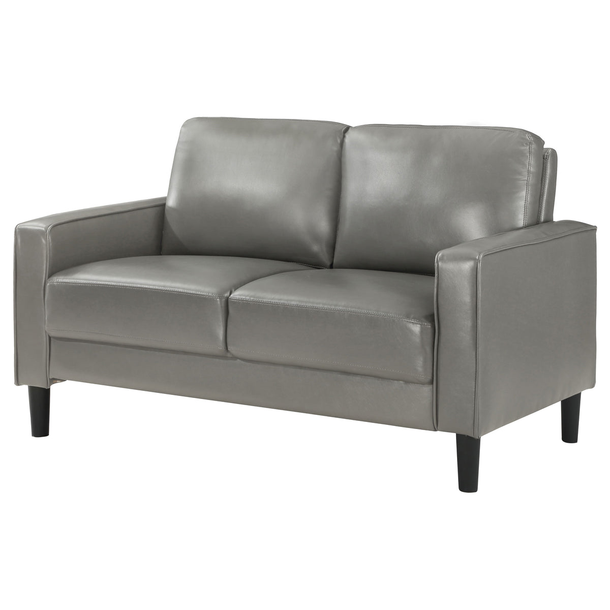Ruth Track Arm Sofa, Loveseat & Chair - Grey Faux Leather with Black Tapered Legs β view 19
