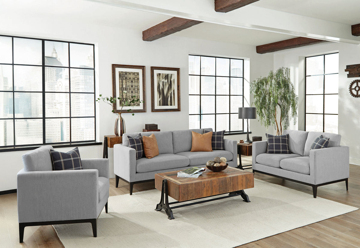 Apperson Track Arm Sofa, Loveseat & Chair - 3pcs- Sofa + Loveseat + Chair
