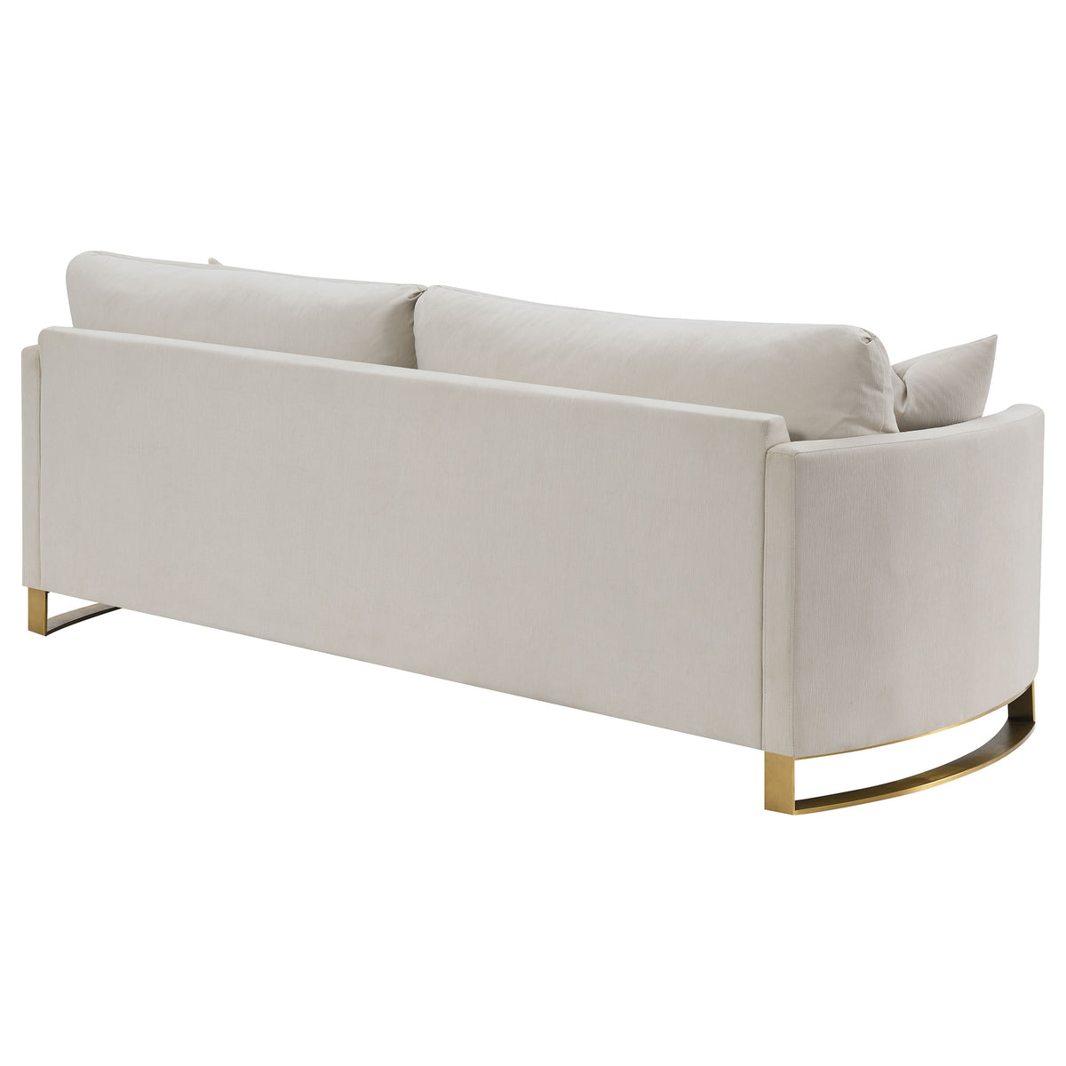 Corliss Curved Track Arm Sofa, Loveseat & Chair - Beige Velvet with Gold Legs, Living Room Sets – view 11