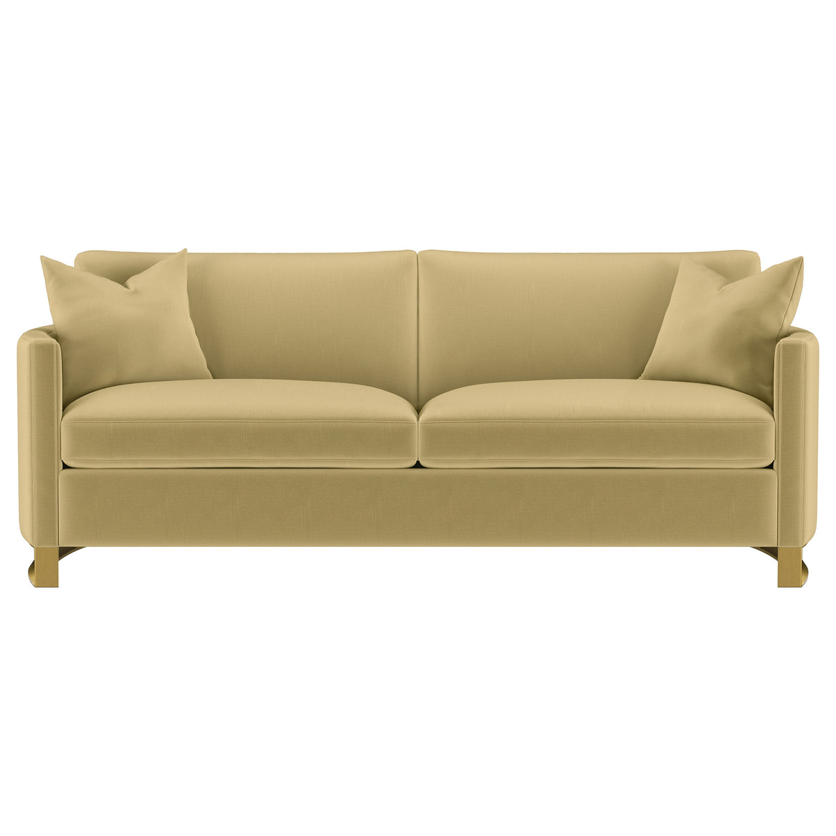 Corliss Curved Track Arm Velvet Sofa, Loveseat & Chair - Camel with Gold Legs, Living Room Sets – view 7