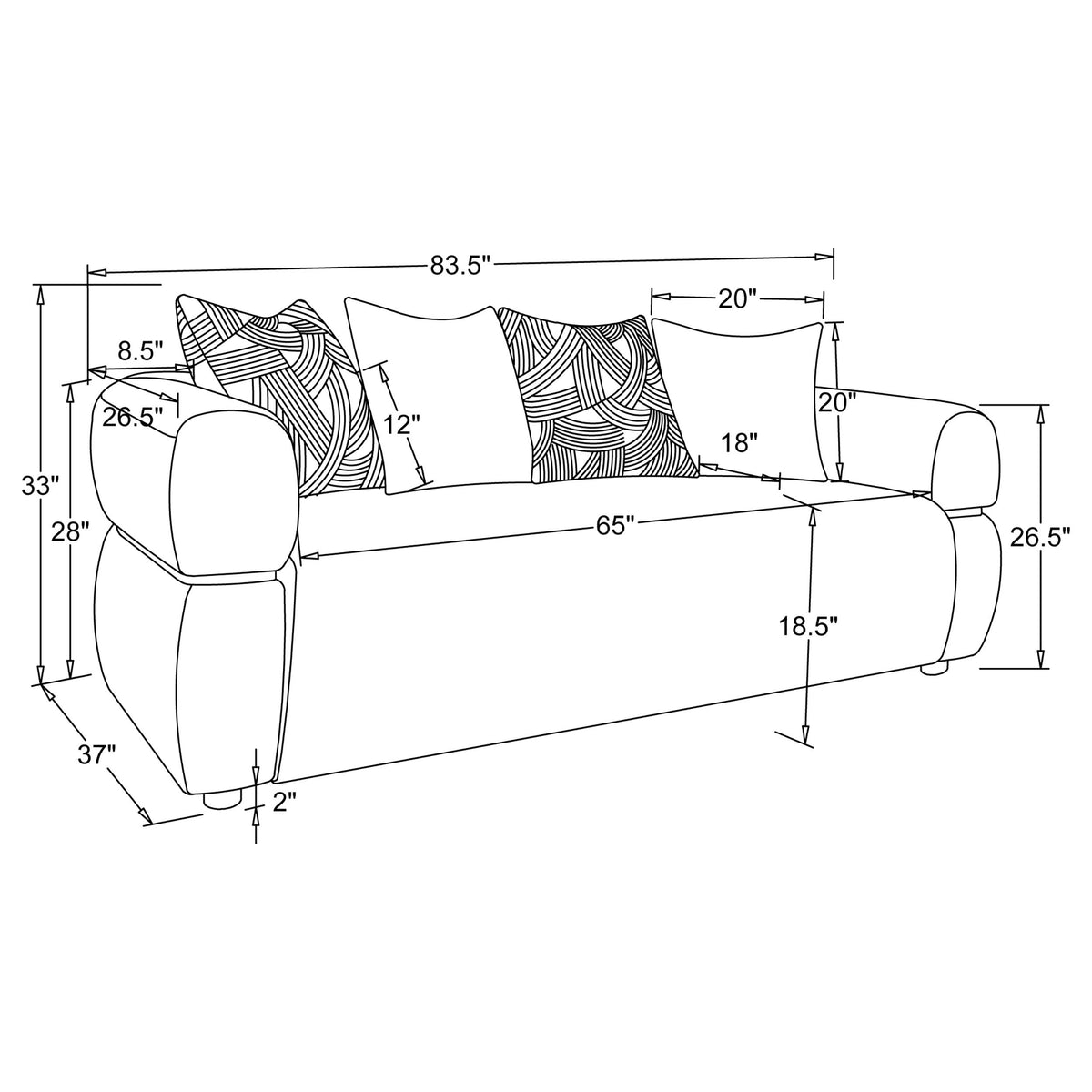 Jeanette Round Arm Sofa, Loveseat & Chair - Sculptural Beige Fabric with Waterfall Seat & Wood Trim – view 17
