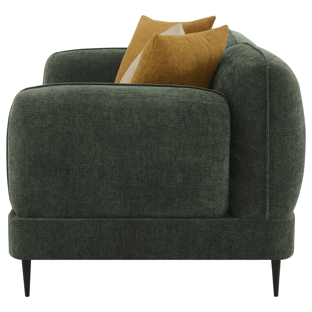 Jade Chenille Sofa & Loveseat - Waterfall Bench Seat with Sculpted Arms & Metal Legs in Green โ view 19