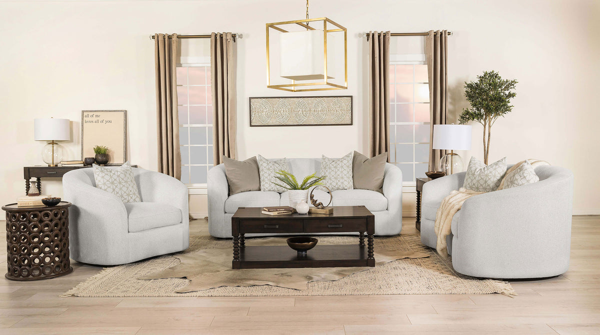 Rainn Curved Boucle Sofa, Loveseat & Accent Chair - 3pcs- Sofa + Loveseat + Accent Chair
