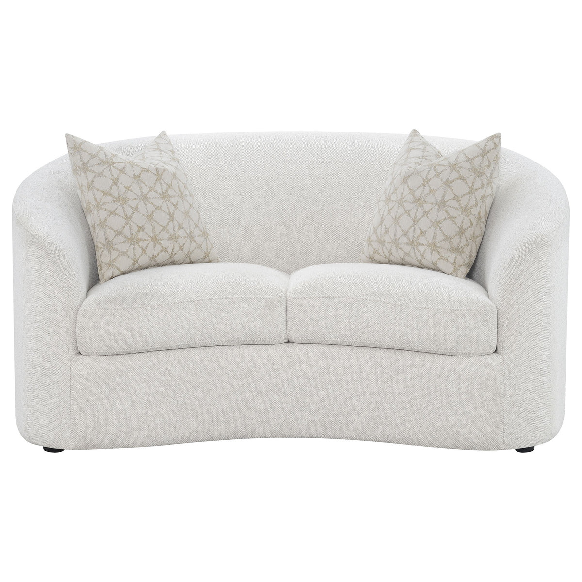 Rainn Curved Boucle Sofa, Loveseat & Accent Chair - Sloped Arms in Latte, Modern Living Room Sets