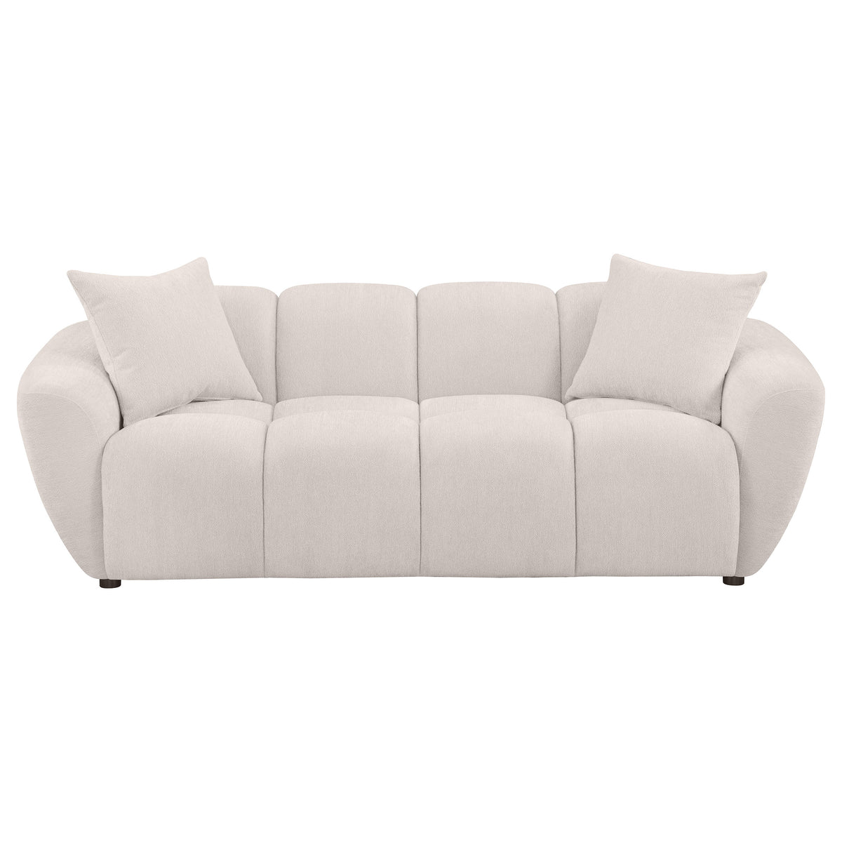 Destino Splayed Arm Sofa, Loveseat & Accent Chair - Channel-Tufted Greige Chenille, Modern Living Room Sets – view 9