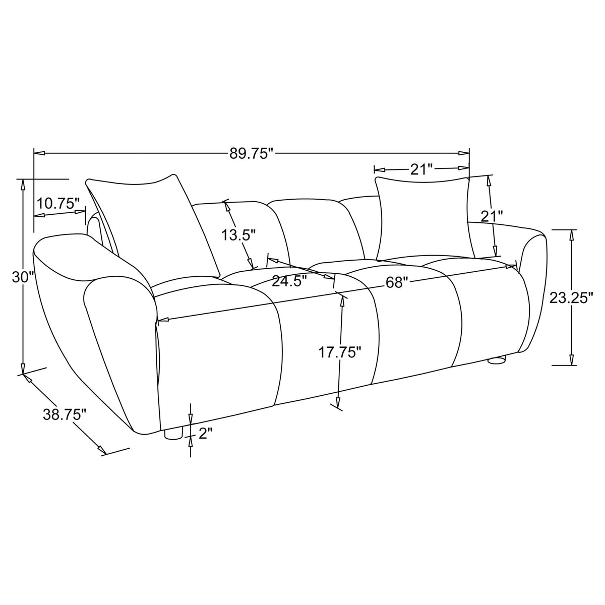 Destino Splayed Arm Sofa, Loveseat & Accent Chair - Channel-Tufted Greige Chenille, Modern Living Room Sets – view 16