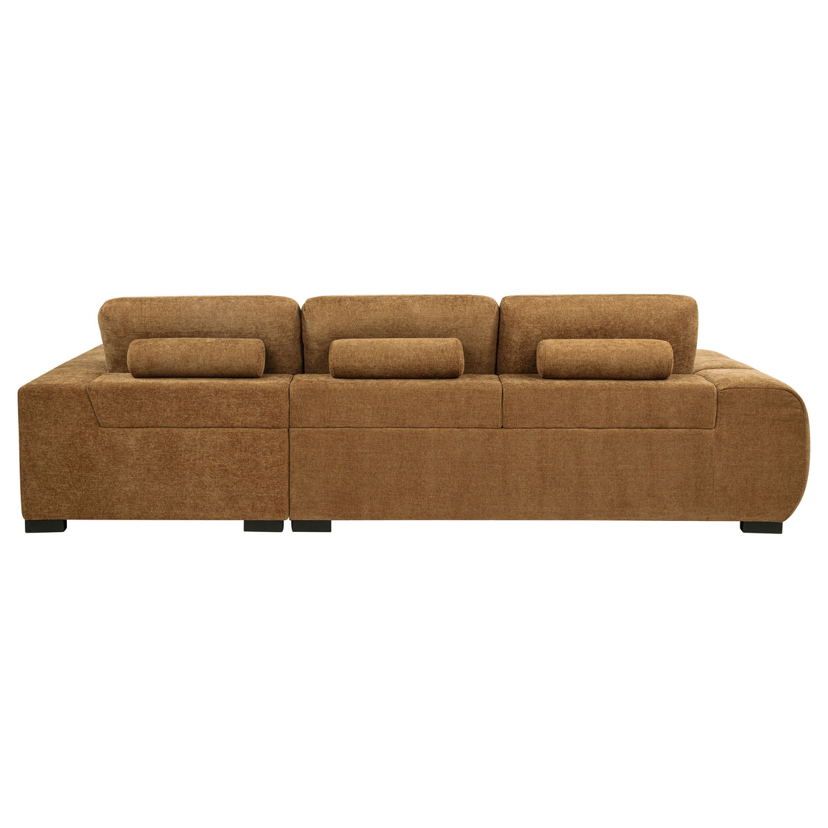 Octavia Sectional with Chaise, Accent Chair & Ottoman - Mid-Century Grid-Tufted Amber Fabric – view 9