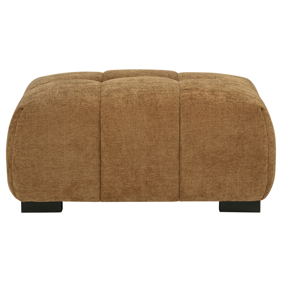 Octavia Sectional with Chaise, Accent Chair & Ottoman - Mid-Century Grid-Tufted Amber Fabric – view 20