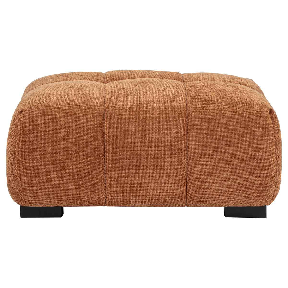 Octavia Chaise Sectional, Accent Chair & Ottoman - Mid-Century Grid-Tufted Orange Fabric โ view 20