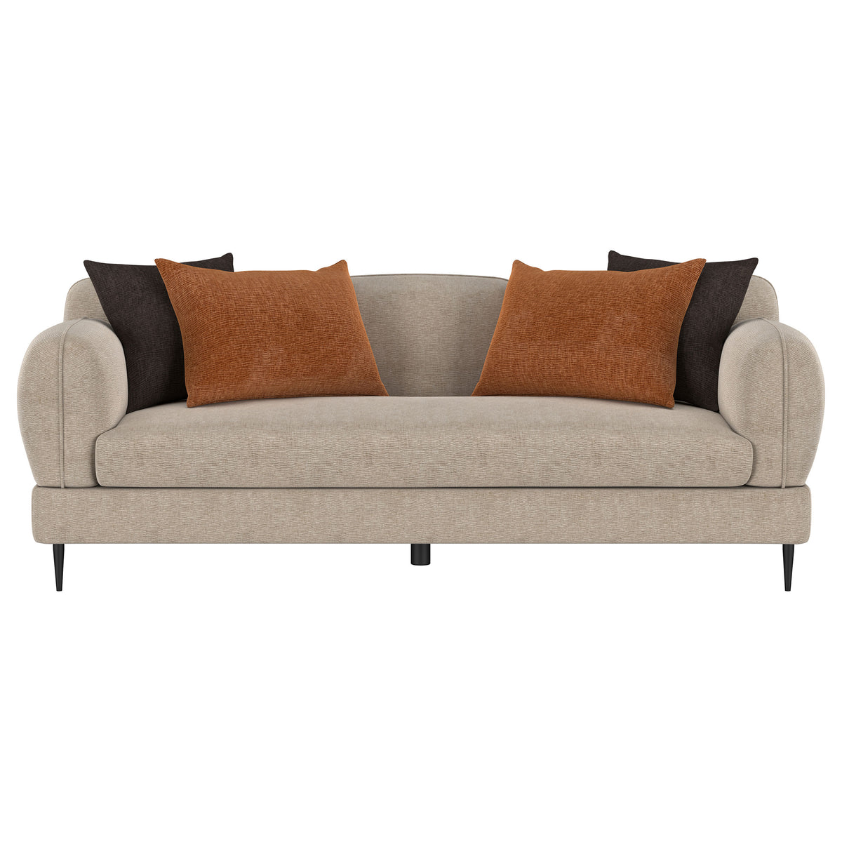 Jade Chenille Sofa & Loveseat - Sculpted Track Arms, Waterfall Seat & Metal Legs in Latte – view 7