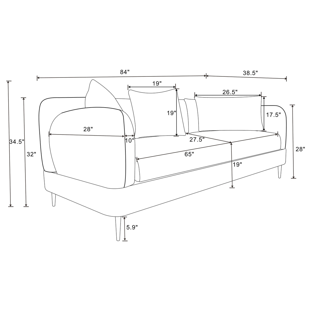 Jade Chenille Sofa & Loveseat - Sculpted Track Arms, Waterfall Seat & Metal Legs in Latte – view 18