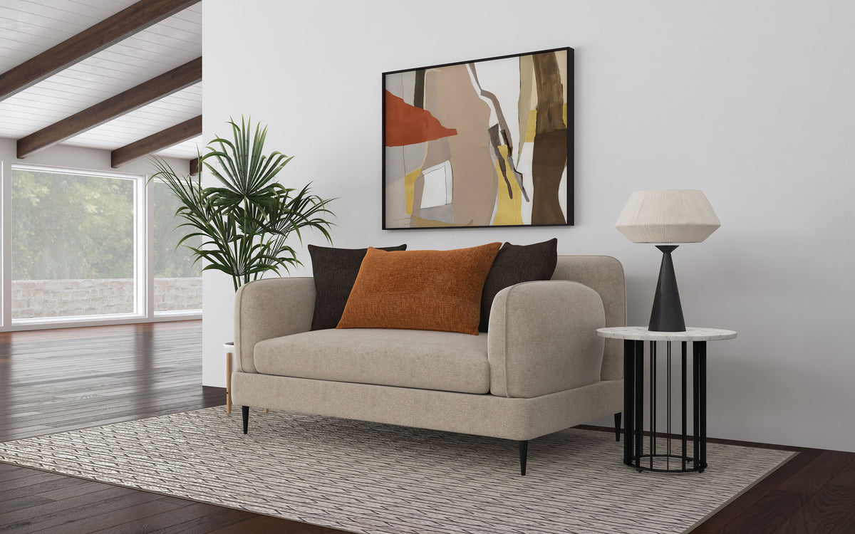 Jade Chenille Sofa & Loveseat - Sculpted Track Arms, Waterfall Seat & Metal Legs in Latte – view 2