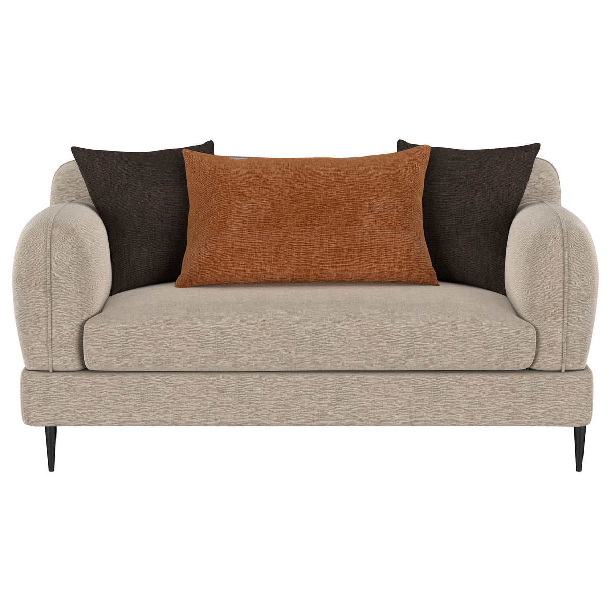 Jade Chenille Sofa & Loveseat - Sculpted Track Arms, Waterfall Seat & Metal Legs in Latte – view 20