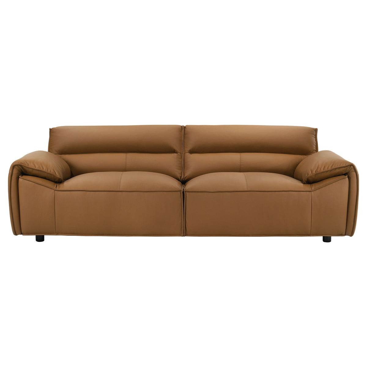 Buxton Top Grain Leather Sofa & Loveseat - Low-Profile Track Arms in Orange, Modern Living Room Sets – view 6