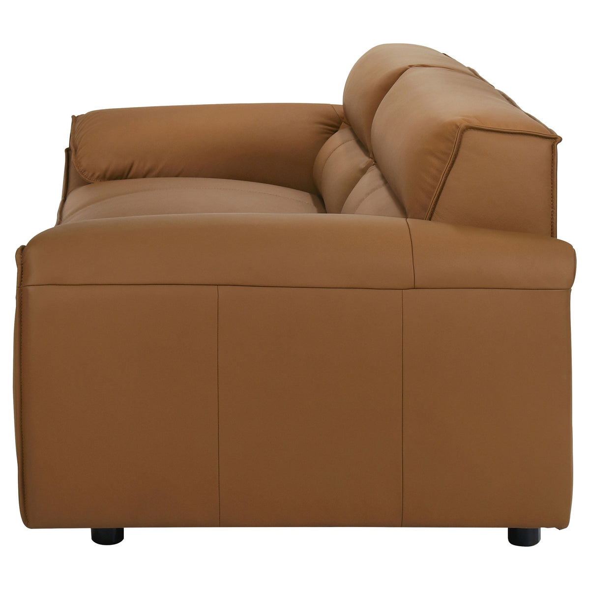 Buxton Top Grain Leather Sofa & Loveseat - Low-Profile Track Arms in Orange, Modern Living Room Sets – view 8