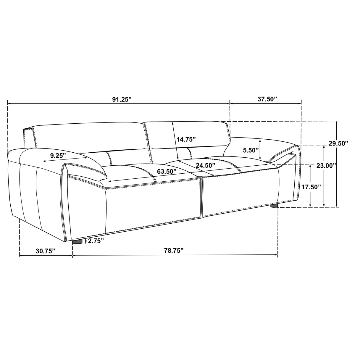 Buxton Top Grain Leather Sofa & Loveseat - Low-Profile Track Arms in Orange, Modern Living Room Sets – view 15