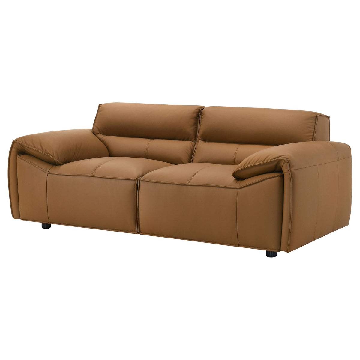 Buxton Top Grain Leather Sofa & Loveseat - Low-Profile Track Arms in Orange, Modern Living Room Sets – view 18