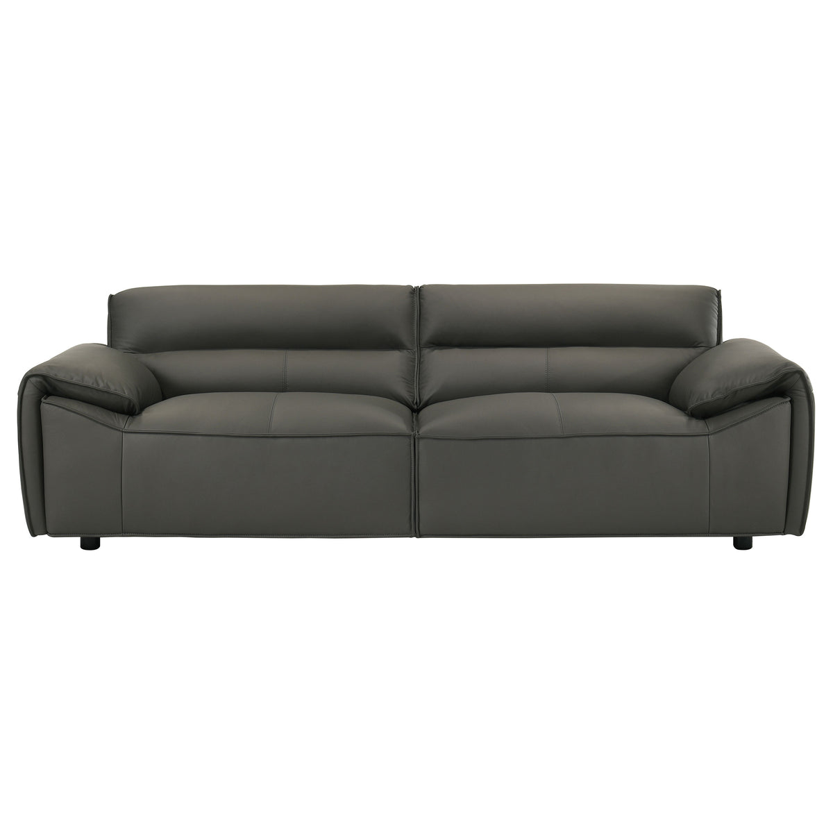 Buxton Top Grain Leather Sofa & Loveseat - Low-Profile Track Arm Design in Graphite – view 6