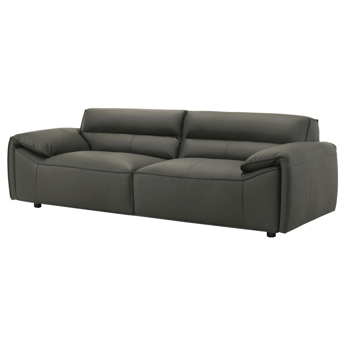 Buxton Top Grain Leather Sofa & Loveseat - Low-Profile Track Arm Design in Graphite – view 7