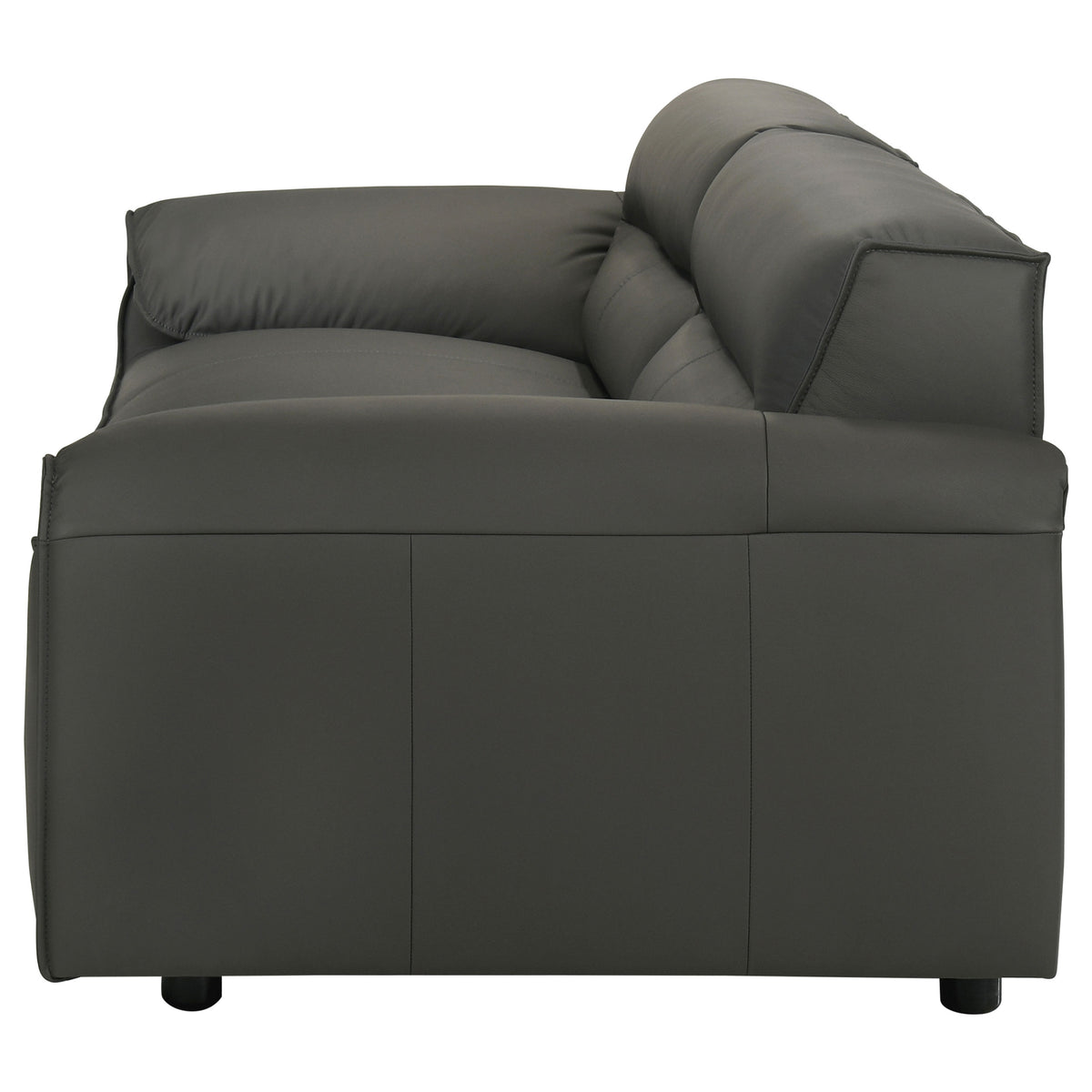 Buxton Top Grain Leather Sofa & Loveseat - Low-Profile Track Arm Design in Graphite – view 8
