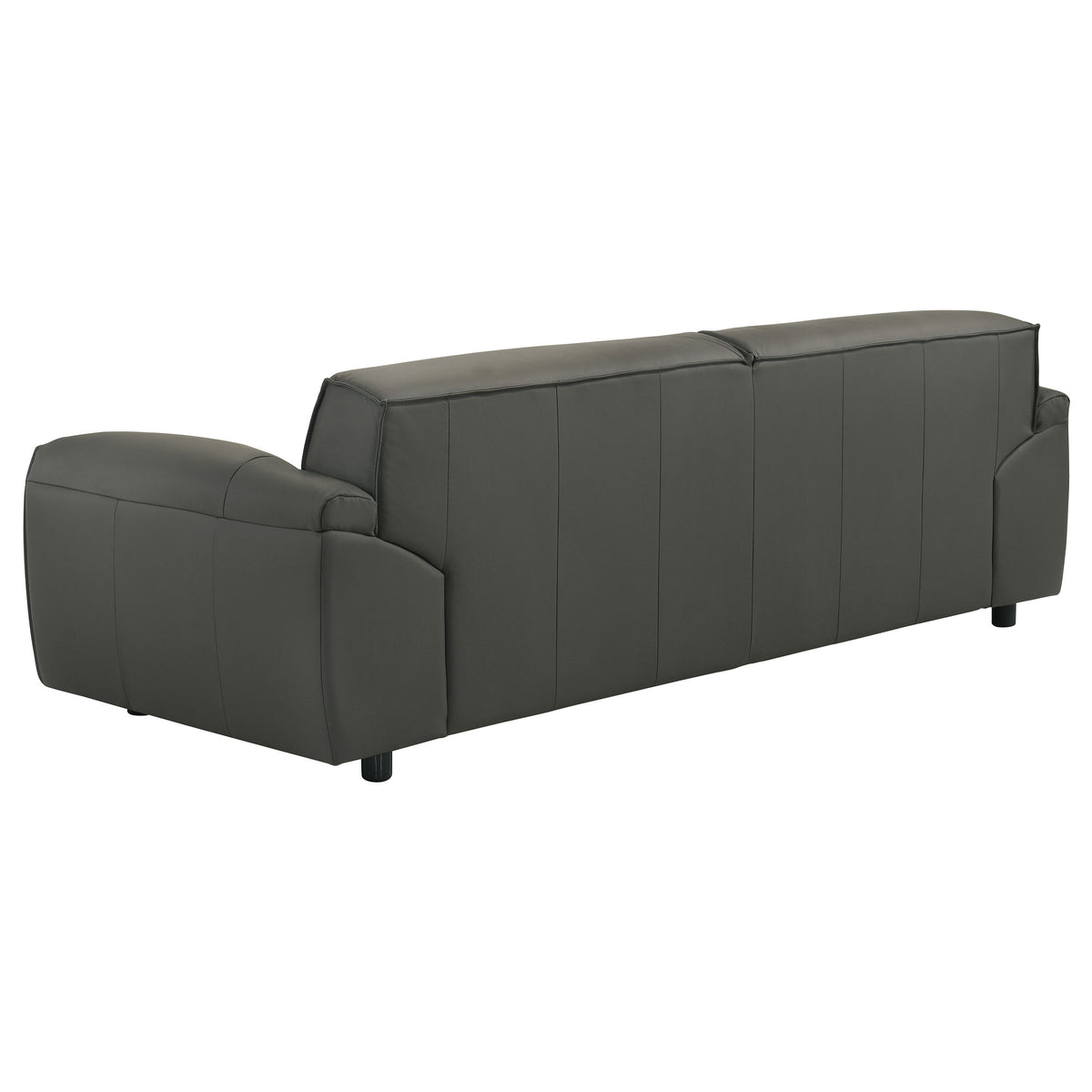 Buxton Top Grain Leather Sofa & Loveseat - Low-Profile Track Arm Design in Graphite – view 9