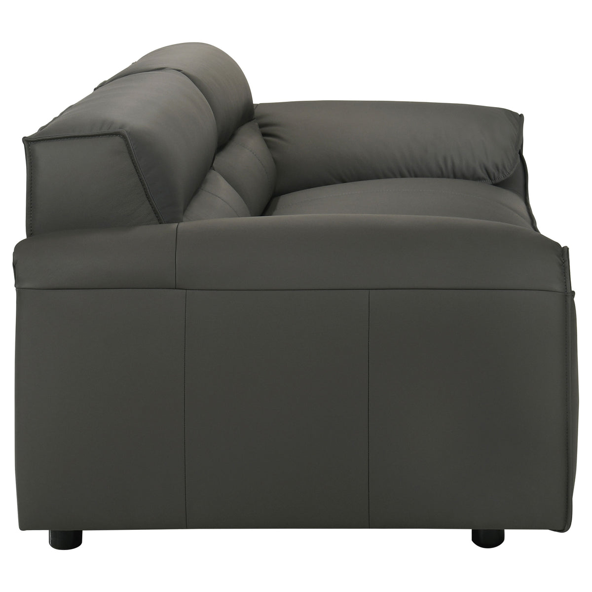 Buxton Top Grain Leather Sofa & Loveseat - Low-Profile Track Arm Design in Graphite – view 12