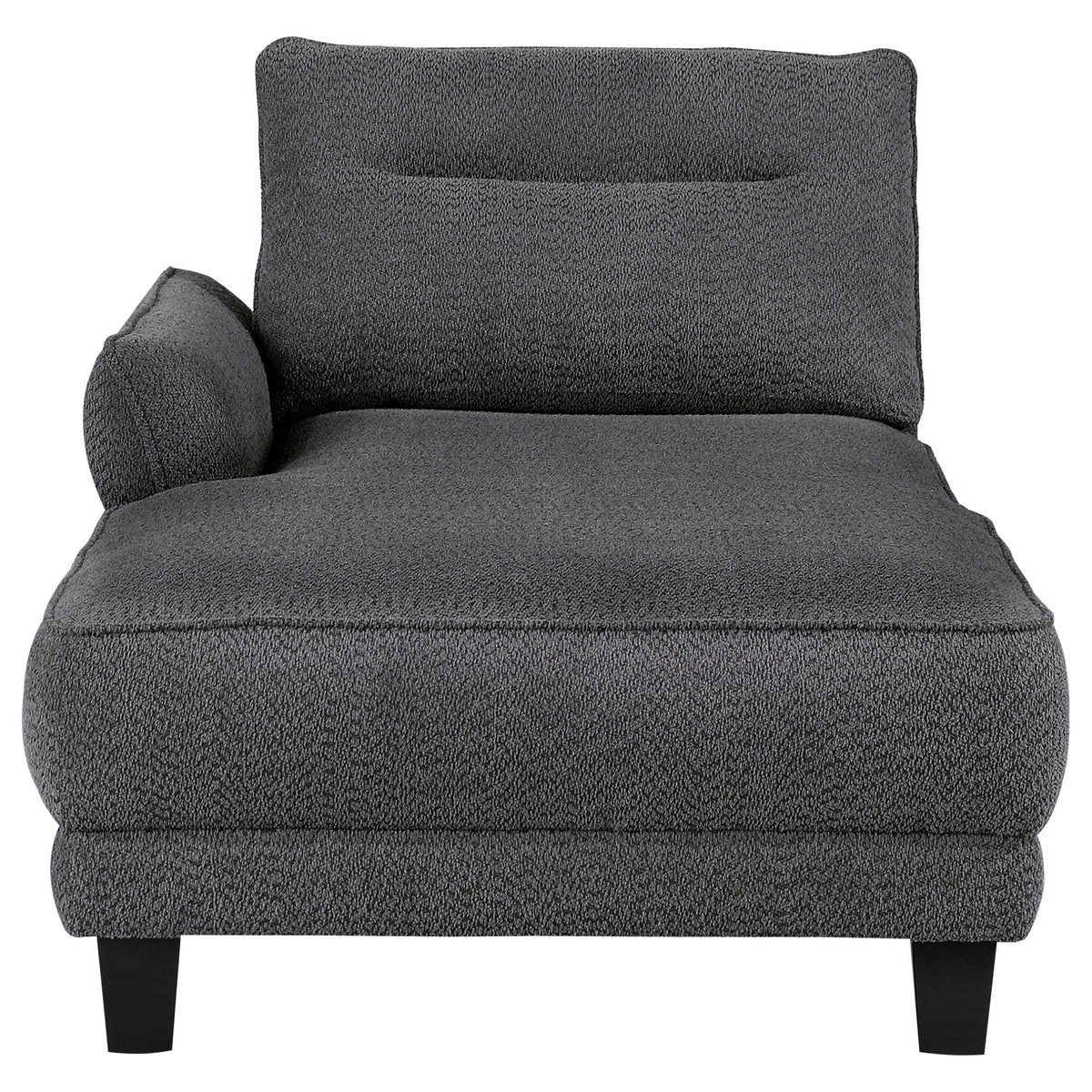 Caspian Curved Arm Boucle Chaise Sectional Sofa - Pocket Coil Seating in Grey with Black Tapered Legs – view 6