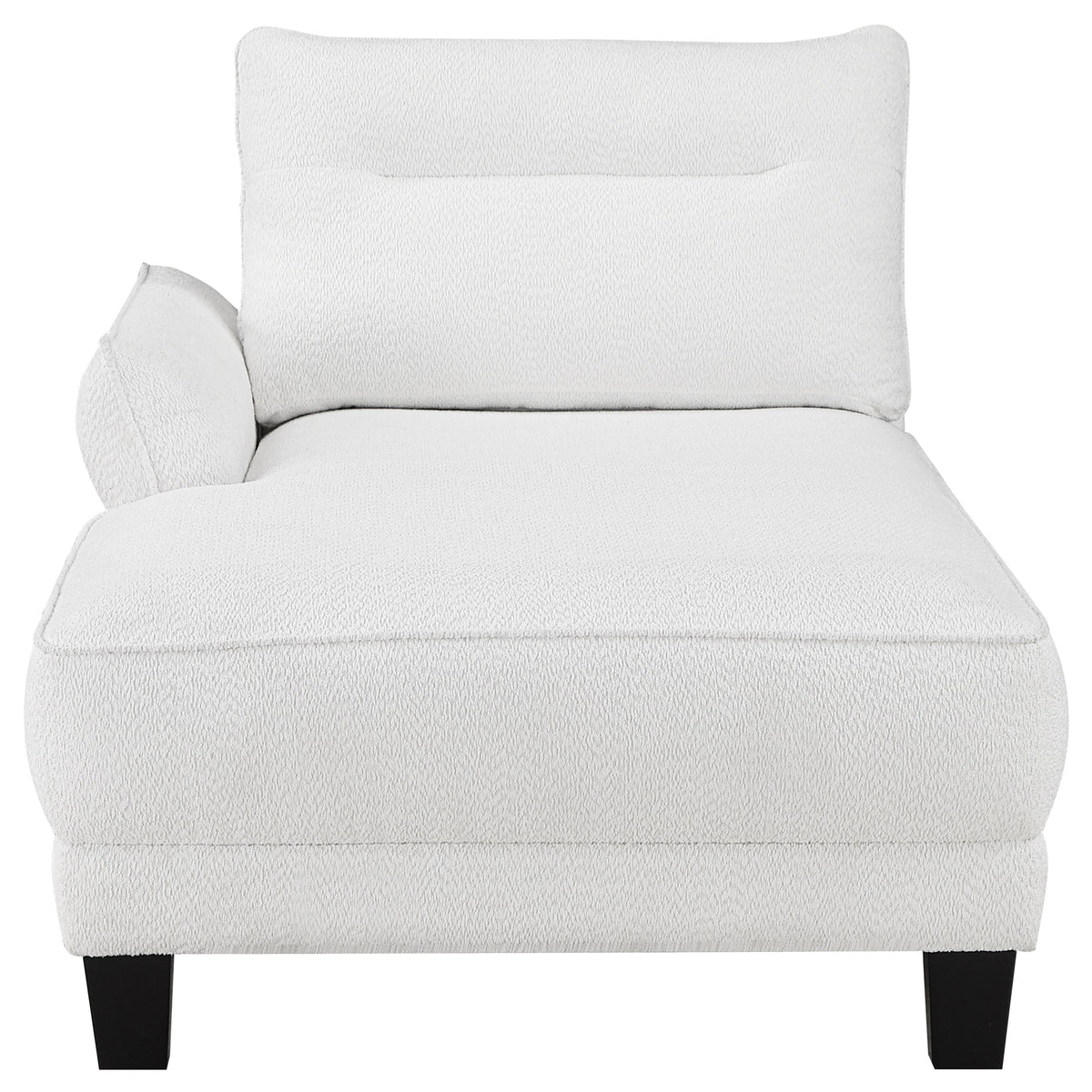Caspian Curved Arm Chaise Sectional - White Boucle with Pocket Coil Seats & Black Tapered Legs – view 6