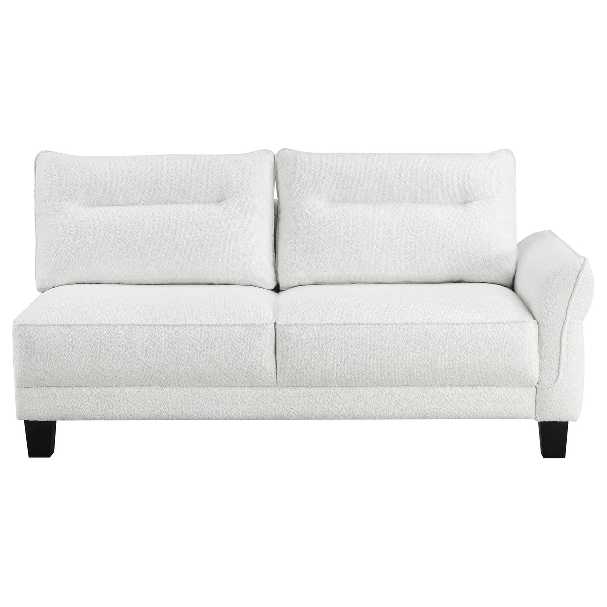 Caspian Curved Arm Chaise Sectional - White Boucle with Pocket Coil Seats & Black Tapered Legs – view 7