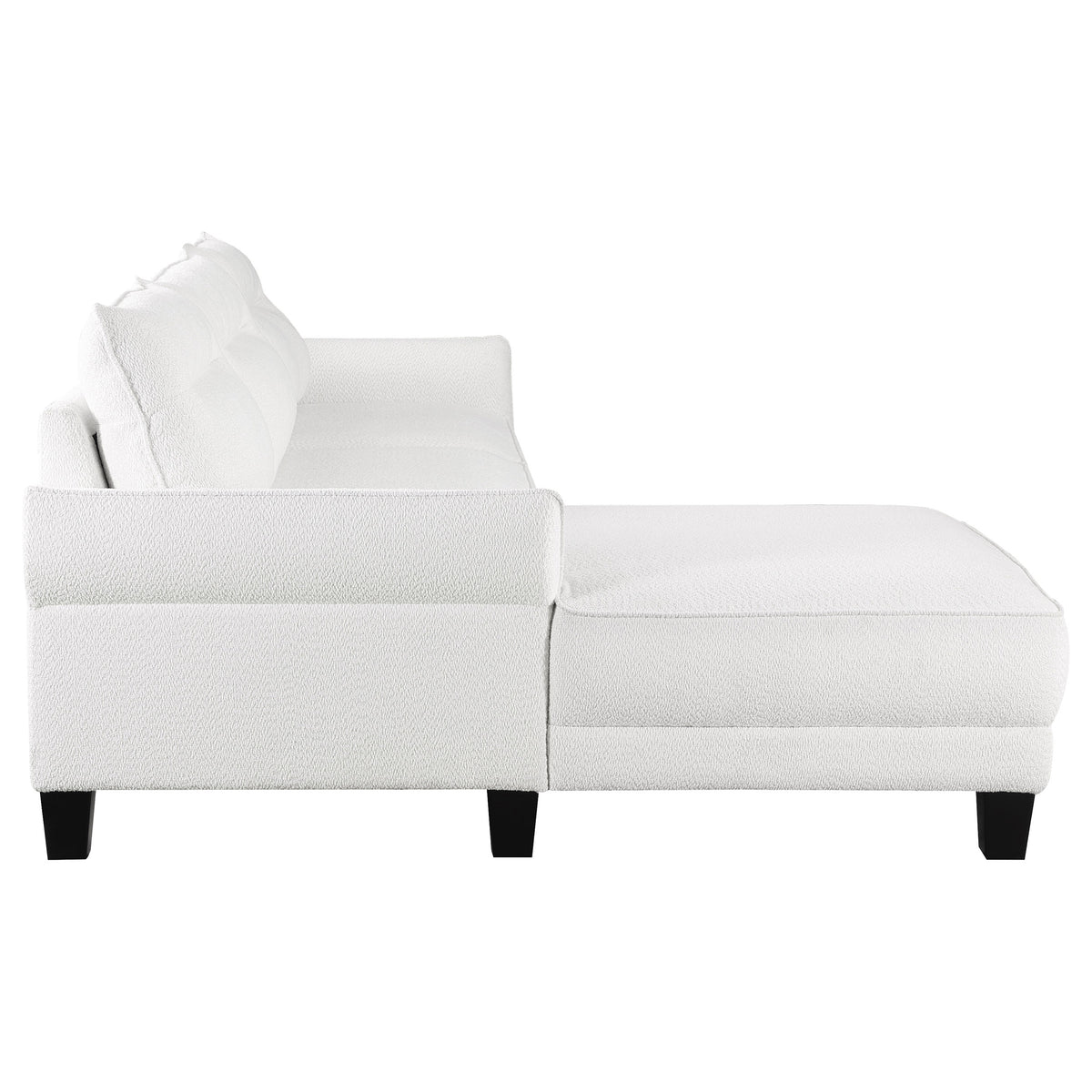 Caspian Curved Arm Chaise Sectional - White Boucle with Pocket Coil Seats & Black Tapered Legs – view 11