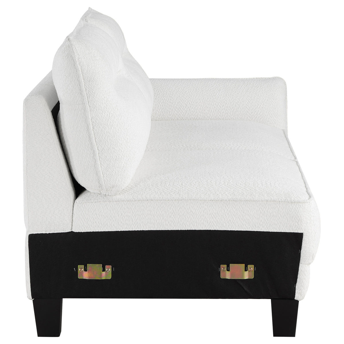 Caspian Curved Arm Chaise Sectional - White Boucle with Pocket Coil Seats & Black Tapered Legs – view 13