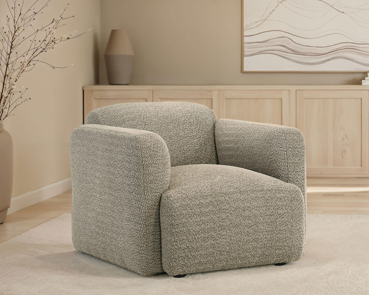 Dorset Rounded Track Arm Sofa, Loveseat & Accent Chair - Low-Profile Textured Brown Fabric, Living Room Sets - lifestyle